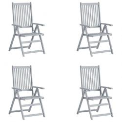 Chaises inclinables de jardin 4 pcs Gris Bois solide d'acacia 3065517