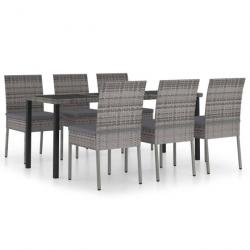 Meuble salle à manger de jardin 7 pcs Résine tressée Gris 3065703