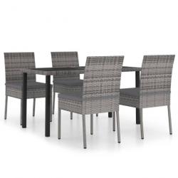 Meuble salle à manger de jardin 5 pcs Résine tressée Gris 3065701