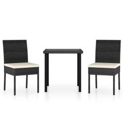 Meuble salle à manger de jardin 3 pcs Résine tressée Noir 3065693