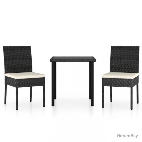 Meuble salle  manger de jardin 3 pcs Rsine tresse Noir 3065693