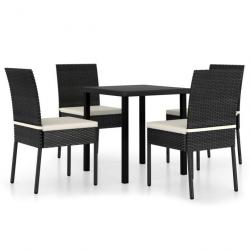 Meuble salle à manger de jardin 5 pcs Résine tressée Noir 3065694