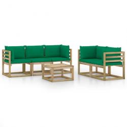 Salon de jardin 6 pcs avec coussins vert 3065095