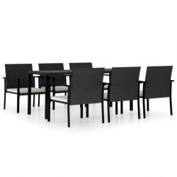 Meuble salle à manger de jardin 7 pcs Résine tressée Noir 3065709