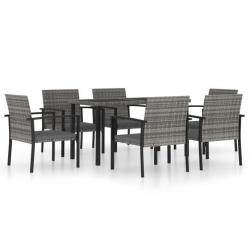 Meuble salle à manger de jardin 7 pcs Résine tressée Gris 3065714