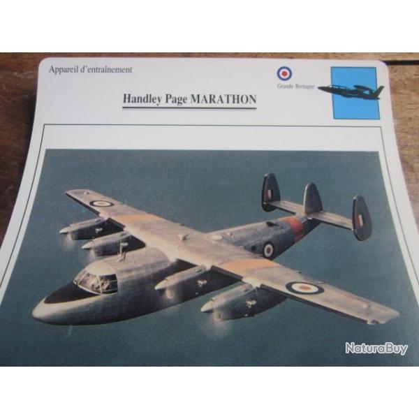 FICHE  AVIATION  TYPE  APPAREIL  D ENTRAINEMENT   / HANDLEY  PAGE MARATHON  G BRETAGNE