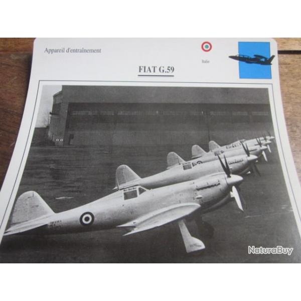 FICHE  AVIATION  TYPE  APPAREIL  D ENTRAINEMENT   / FIAT G 59  ITALIE