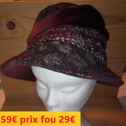 CASQUETTE FEMME "MARONE ITALIE"  TESSUTO couleur violet/noir    T M        DB084