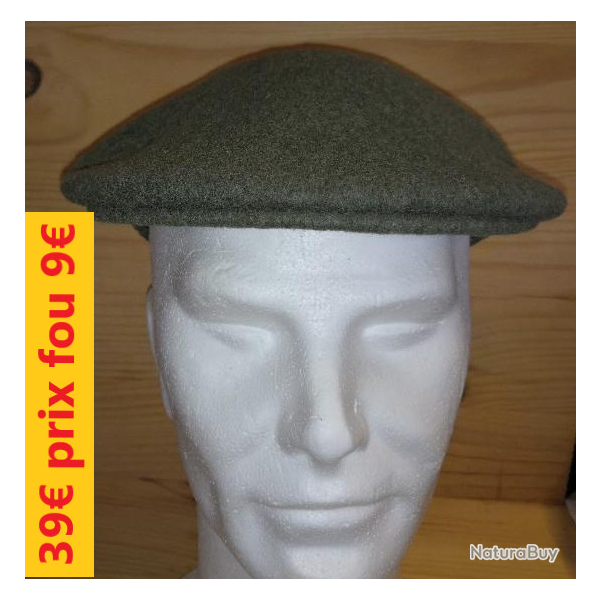 CASQUETTE PLATE LAINE VERTE "ATTENTION LGERS DFAUTS TROUS DE MITES"     ref 948-S61