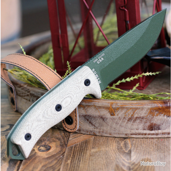 Couteau ESEE Model 5 Green 3D Lame Acier Carbone 1095 Etui Kydex + Clip Made USA ES5POD0017