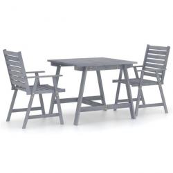 Mobilier à dîner de jardin 3 pcs Gris Bois d'acacia massif 3057852