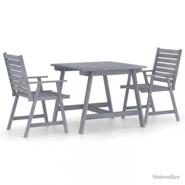 Mobilier  dner de jardin 3 pcs Gris Bois d'acacia massif 3057852