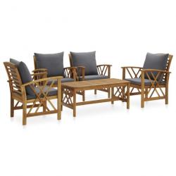 Salon de jardin 5 pcs avec coussins Bois d'acacia solide 3057994