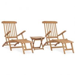 Chaises longues de jardin et repose-pied et table Bois de teck 3059959