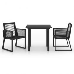 Salon de jardin 3 pcs Rotin PVC Noir 3058283