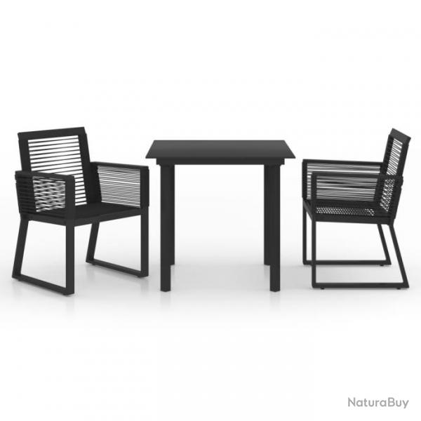 Salon de jardin 3 pcs Rotin PVC Noir 3058283