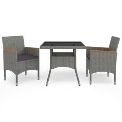 Salon Ensemble à dîner de jardin 3 pcs Gris Résine tressée et acacia 3058315