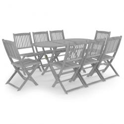 Mobilier à dîner de jardin 9 pcs Bois d'acacia massif Gris 3057875