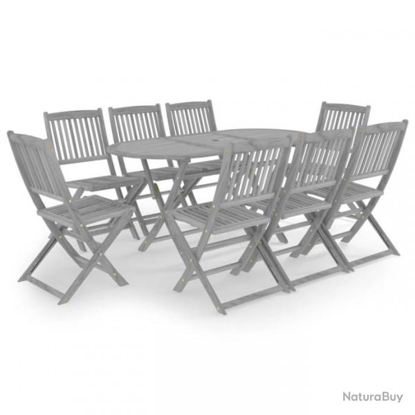 Mobilier  dner de jardin 9 pcs Bois d'acacia massif Gris 3057875