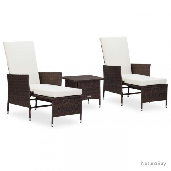 Salon de jardin 3 pcs avec coussins Rsine tresse Marron 3059372