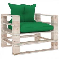 Canapé palette de jardin avec coussins vert Bois de pin 3066046