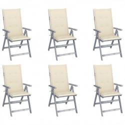 Chaises inclinables de jardin 6 pcs avec coussins Bois d'acacia 3065319