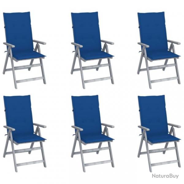 Chaises inclinables de jardin 6 pcs avec coussins Bois d'acacia 3065327