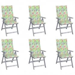 Chaises inclinables de jardin 6 pcs avec coussins Bois d'acacia 3065329