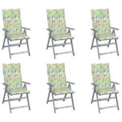 Chaises inclinables de jardin 6 pcs avec coussins Bois d'acacia 3065329