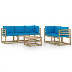 Salon de jardin 6 pcs avec coussins bleu clair 3065065