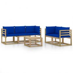 Salon de jardin 6 pcs avec coussins bleu 3065245