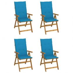 Chaises inclinables de jardin 4 pcs avec coussins Bois d'acacia 3065351