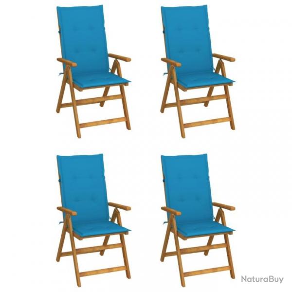 Chaises inclinables de jardin 4 pcs avec coussins Bois d'acacia 3065351