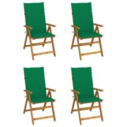 Chaises inclinables de jardin 4 pcs avec coussins Bois d'acacia 3065352
