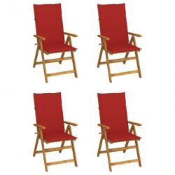 Chaises inclinables de jardin 4 pcs avec coussins Bois d'acacia 3065353