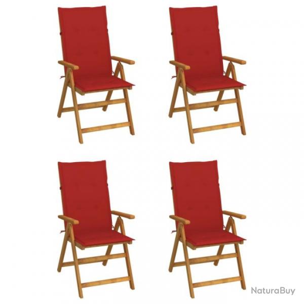 Chaises inclinables de jardin 4 pcs avec coussins Bois d'acacia 3065353