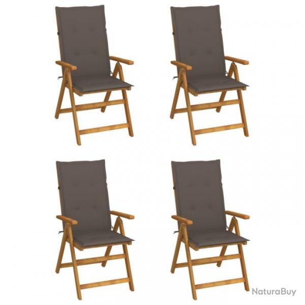 Chaises inclinables de jardin 4 pcs avec coussins Bois d'acacia 3065355