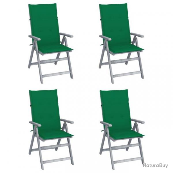 Chaises inclinables de jardin 4 pcs avec coussins Bois d'acacia 3065382