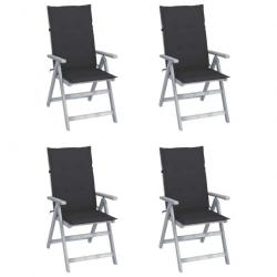 Chaises inclinables de jardin 4 pcs avec coussins Bois d'acacia 3065377