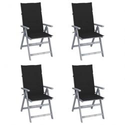 Chaises inclinables de jardin 4 pcs avec coussins Bois d'acacia 3065384