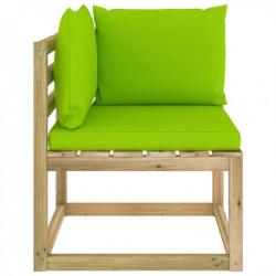 Canapé d'angle de jardin avec coussins Bois imprégné de vert 3065261