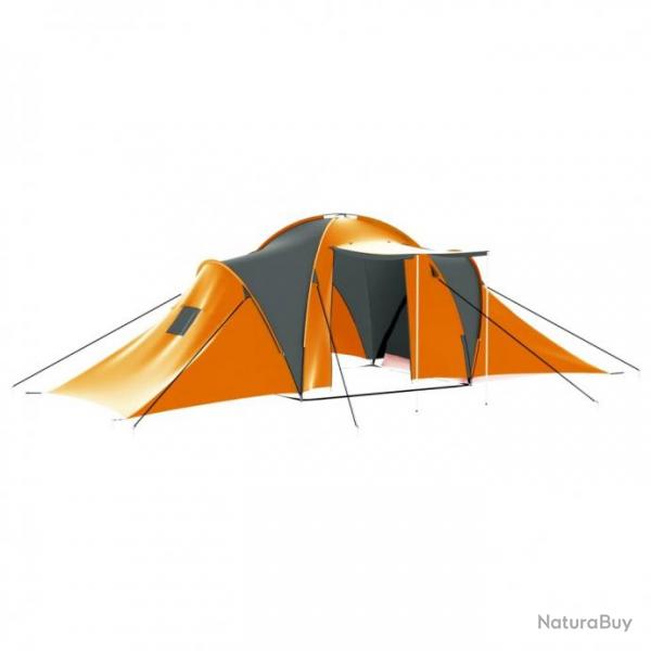 Tente de camping 9 personnes Tissu Gris et orange 93181