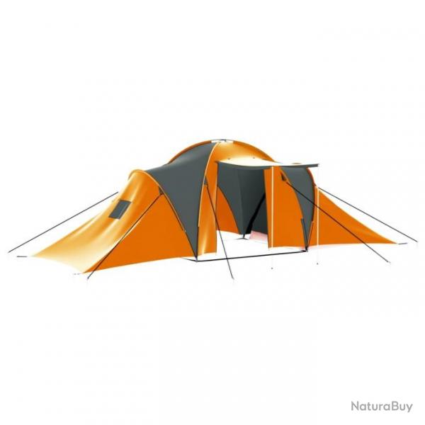 Tente de camping 9 personnes Tissu Gris et orange 93181