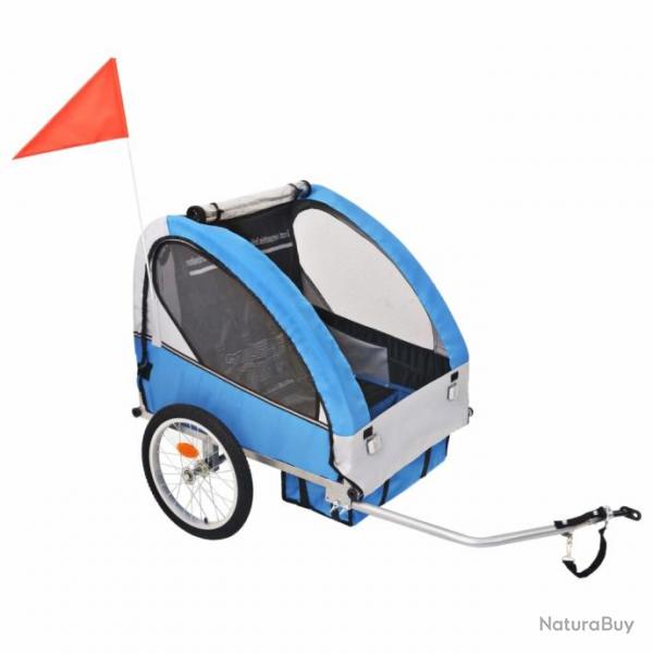 Remorque de vlo pour enfants Gris et bleu 30 kg 91372