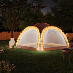 Tente de réception à LED et 4 parois 3,6x3,6x2,3 m Gris/orange 93077