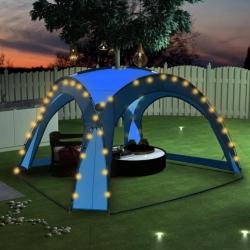 Tente de réception avec LED et 4 parois 3,6x3,6x2,3 m Bleu 92236