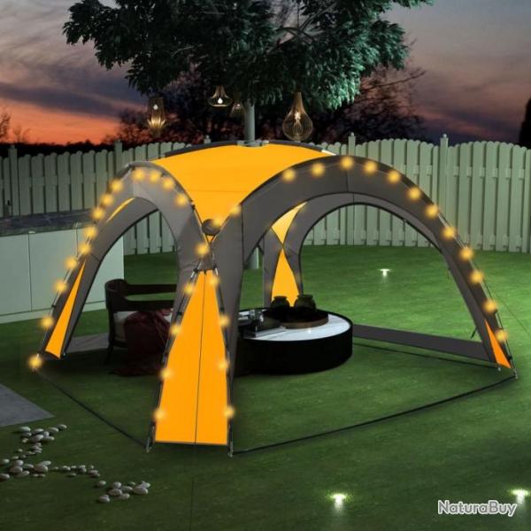 Tente de rception avec LED et 4 parois 3,6x3,6x2,3 m Jaune 92238