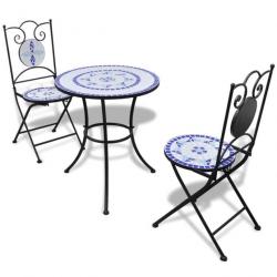 Mobilier de bistro 3 pcs Carreaux céramiques Bleu et blanc 271771