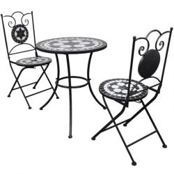 Mobilier de bistro 3 pcs Carreaux céramiques Noir et blanc 271772