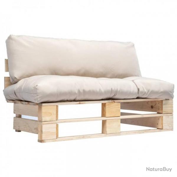 Canap de jardin palette avec coussins sable Pinde 277476
